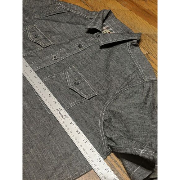 Woolrich Men's Silver Gray Cotton‎ Button Up Short Sleeve Pocket Shirt XL XLarge - Picture 3 of 9